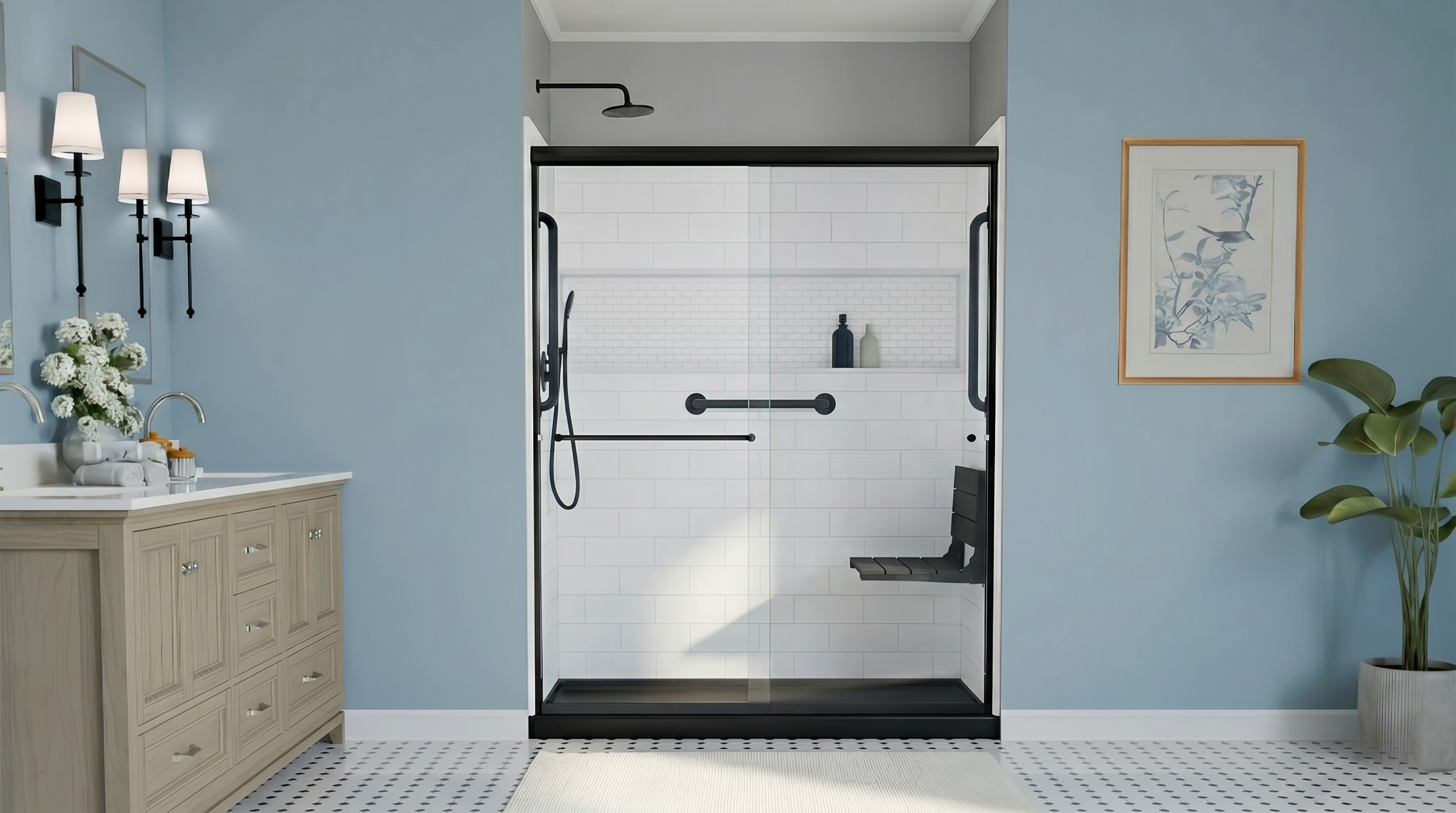 60×32 Laurel Mountain Alcove Shower Kit