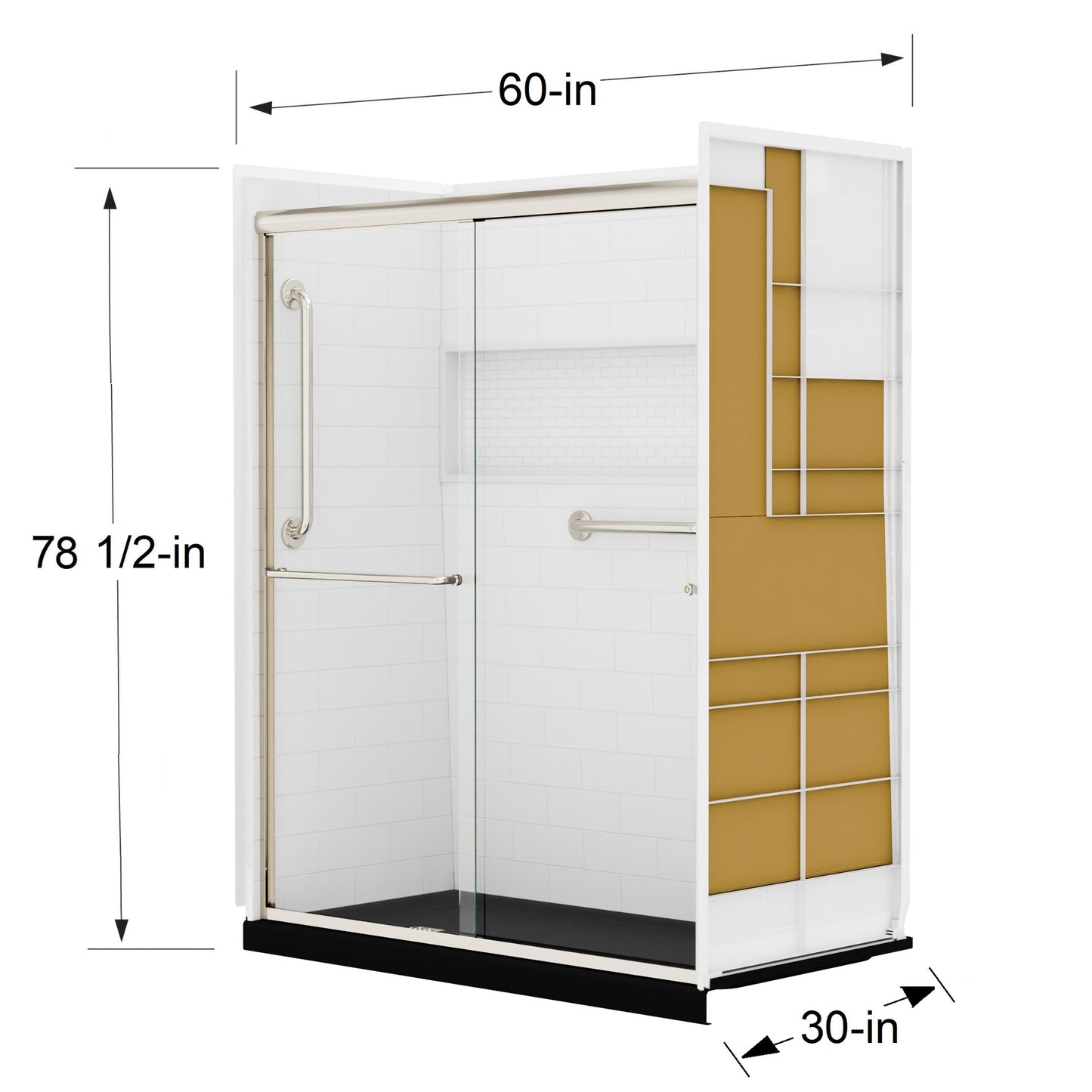 60×30 Laurel Mountain Alcove Shower Kit